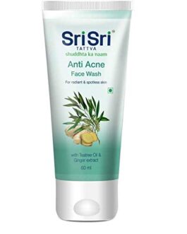 Purify your skin with Sri Sri Ayurveda's Anti- Acne Face wash, enriched with the Power of precious tea tree oil, ginger & grape seed extract. Keeps your skin clear, radiant, fresh & spotless. How does it work? The specially formulated Sri Sri Ayurveda's Anti-Acne Face wash helps in preventing pimple & acne through triple action: Fights bacteria: Washes away troublesome bacteria to help prevent pimples & infection Cleansing: Provides deep pore cleansing & removes oil which is the main cause to attract dirt, germ & bacteria. Exfoliate: Removes dead skin faster so helps in rejuvenating & complexion improvement.