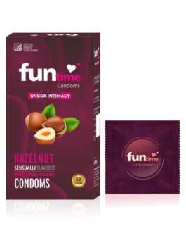 Funtime Hazelnut Flavored Lubricated Dotted, Ribbed and Contoured Condom - 10pcs