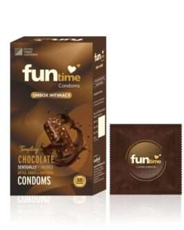 Funtime Chocolate Flavored Lubricated Dotted, Ribbed and Contoured Condom - 10pcs